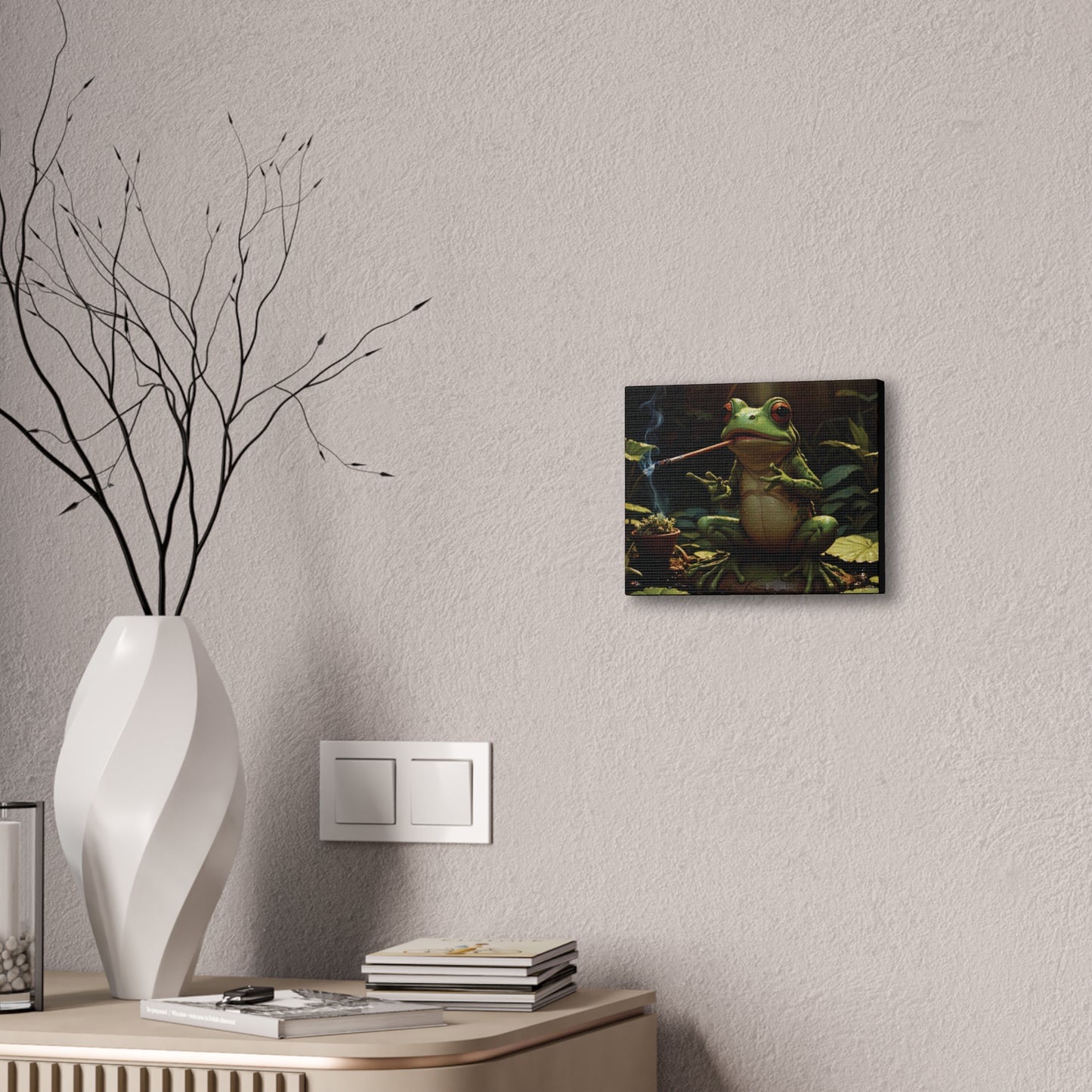 Smoking Frog Canvas Stretched, 0.75"