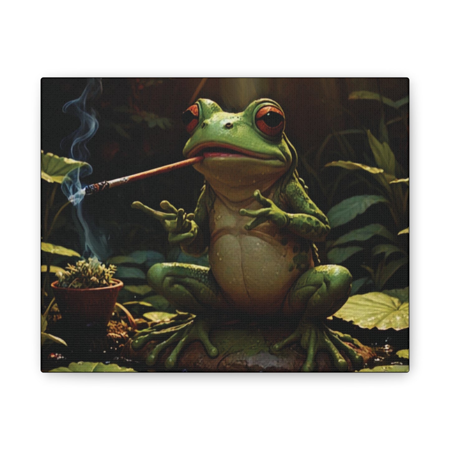 Smoking Frog Canvas Stretched, 0.75"