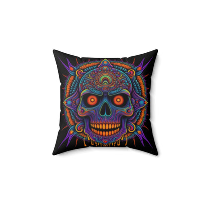 Black Dripping Skull Square Pillow