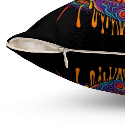Black Dripping Skull Square Pillow