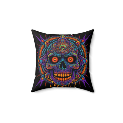 Black Dripping Skull Square Pillow